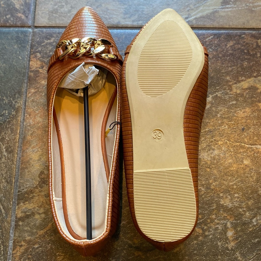 NWT Cognac Brown Flats